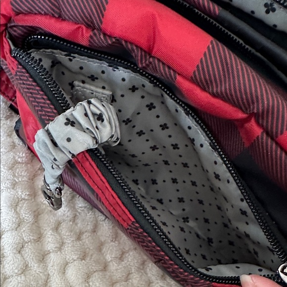 Lug Red and Black Buffalo Check mini ranger Crossbody Bag & circle pouch great - Picture 7 of 13